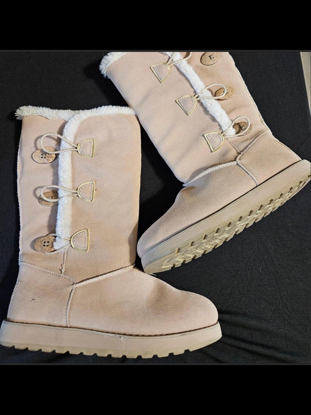 Skechers Tall Shearling-Trim Winter Boots in Blush